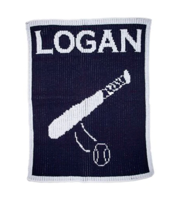 Baseball & Name Stroller Blanket