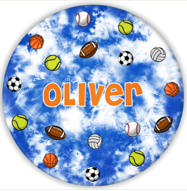 FLOATING SPORTS BALLS PERSONALIZED PLATE