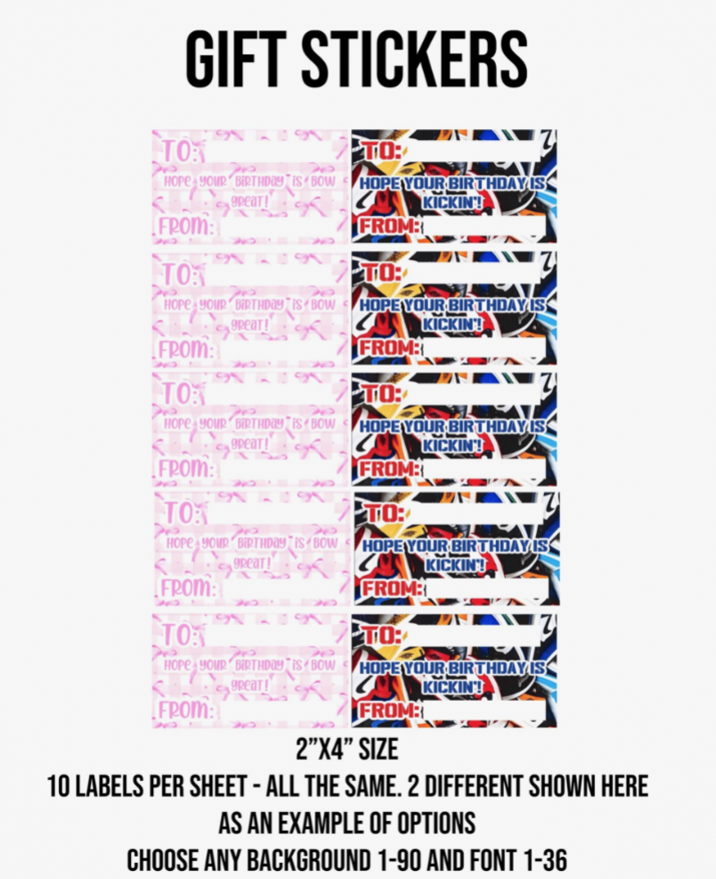 Glossy Labels (Gift Stickers/Address Labels 10 Per Sheet)