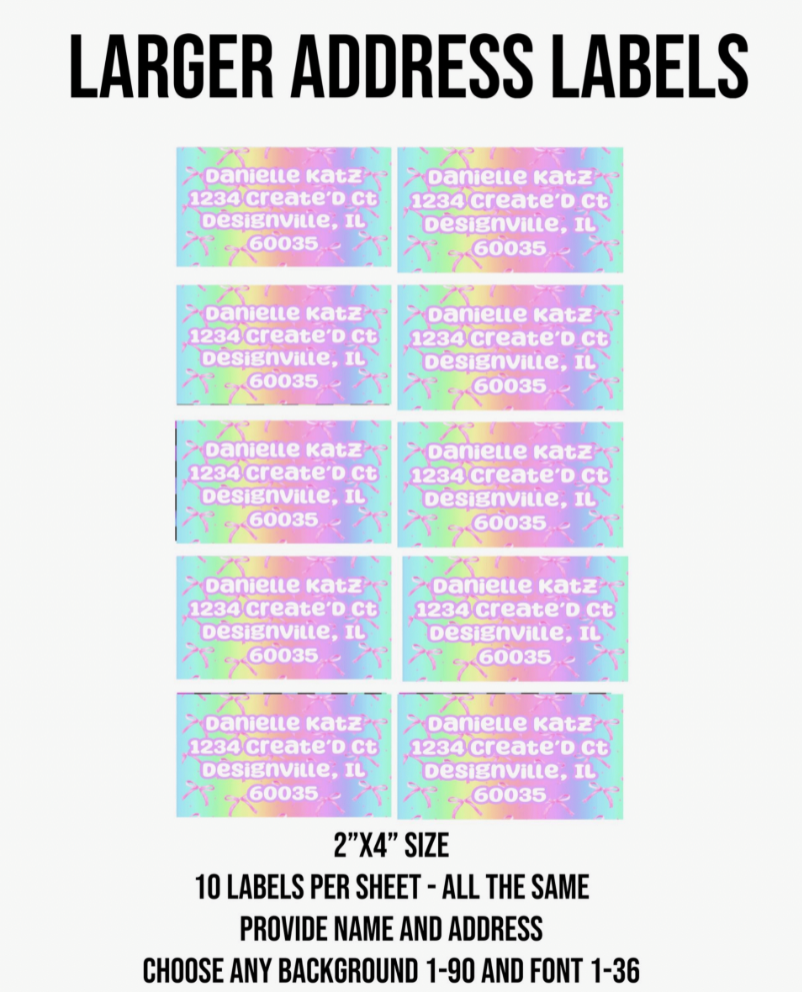 Glossy Labels (Gift Stickers/Address Labels 10 Per Sheet)