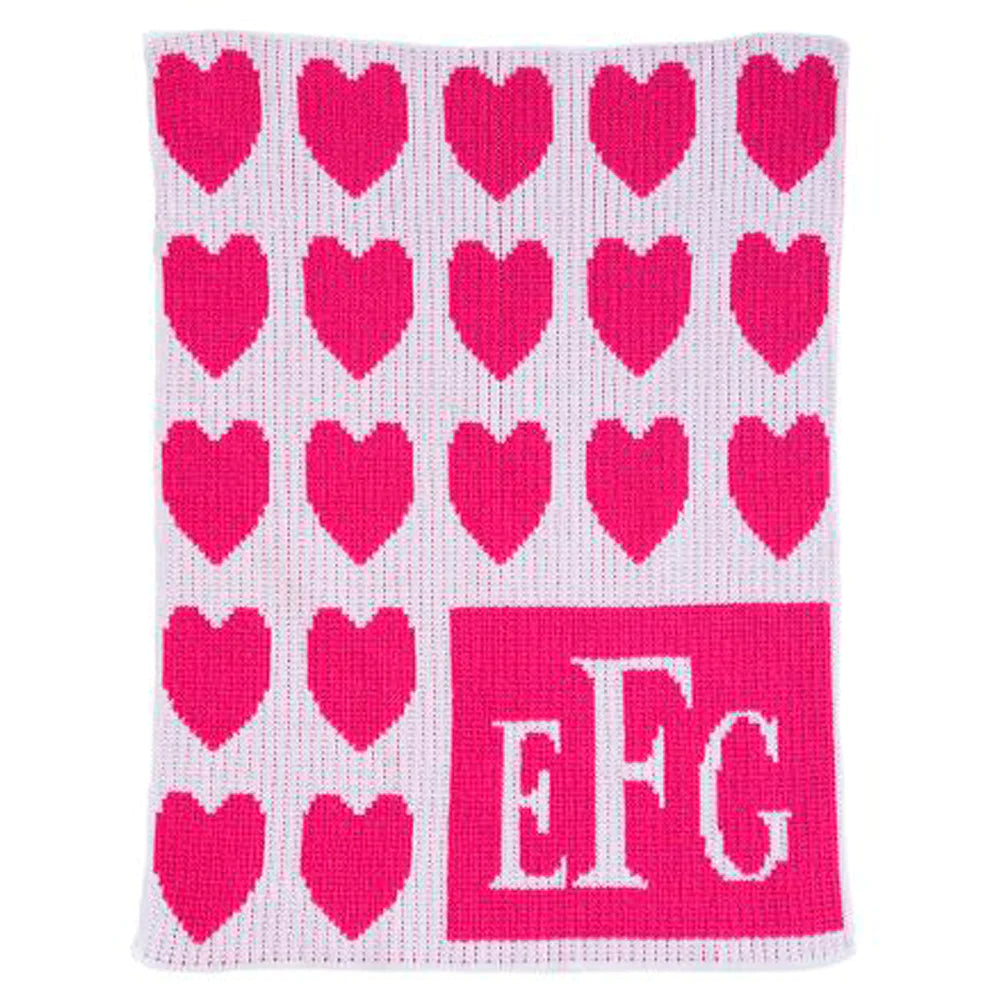 Lots Of Hearts Monogram Stroller Blanket