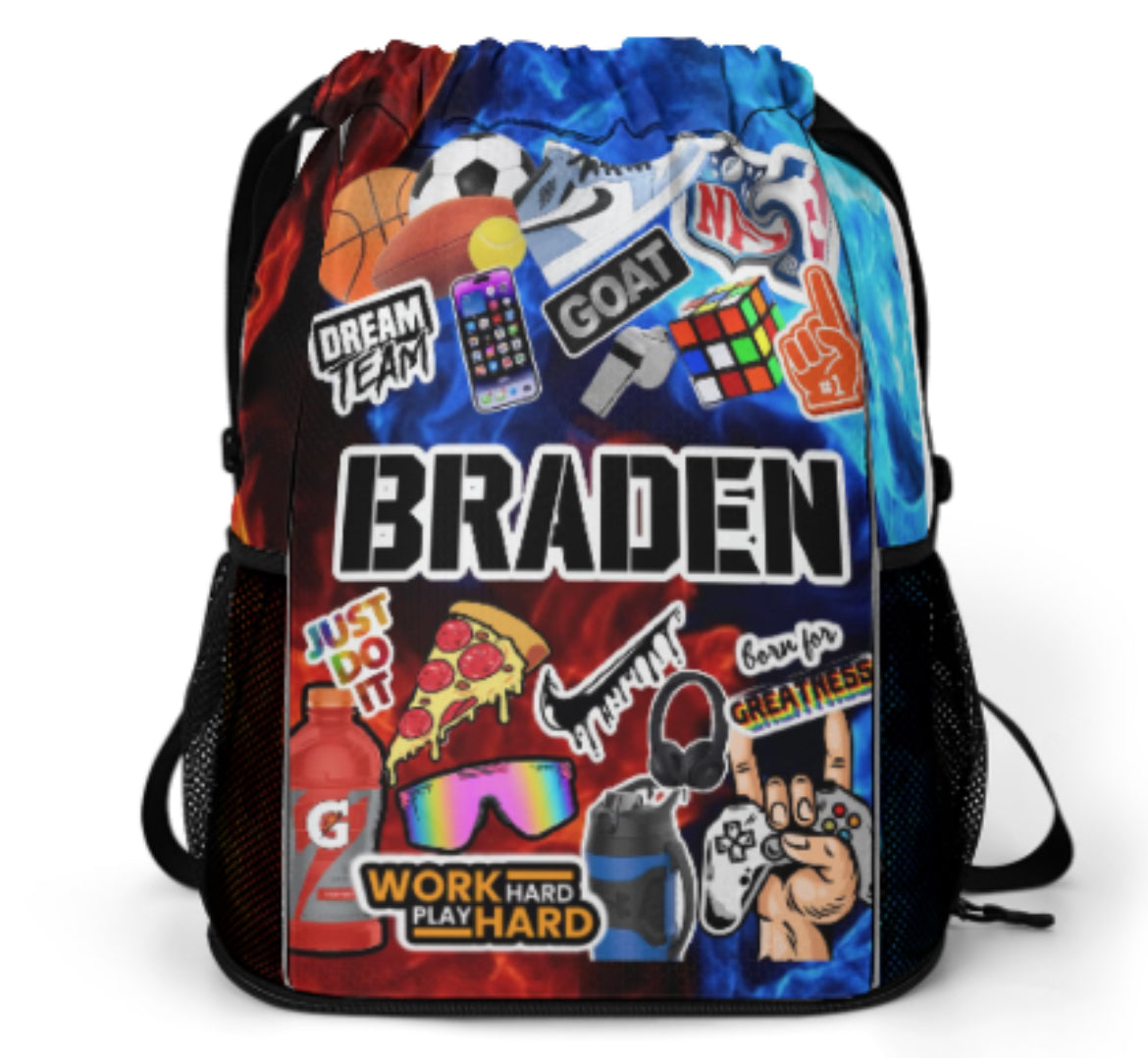 Drawstring Bag With Side Pockets
