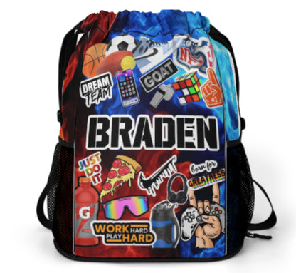 Drawstring Bag With Side Pockets