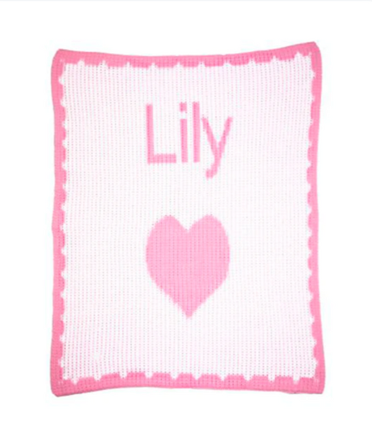 Single Heart & Scalloped Edge Stroller Blanket