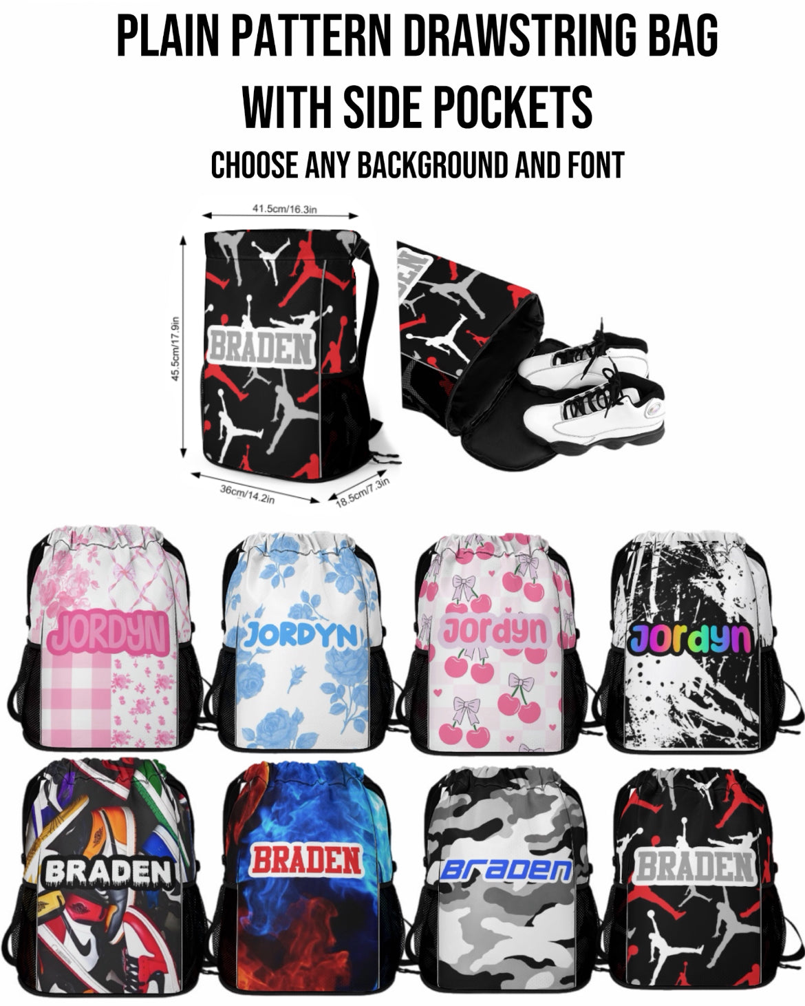 Drawstring Bag With Side Pockets