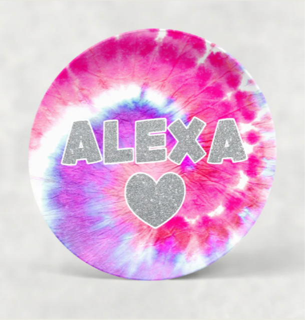 PINK TIE DYE PERSONALIZED PLATE