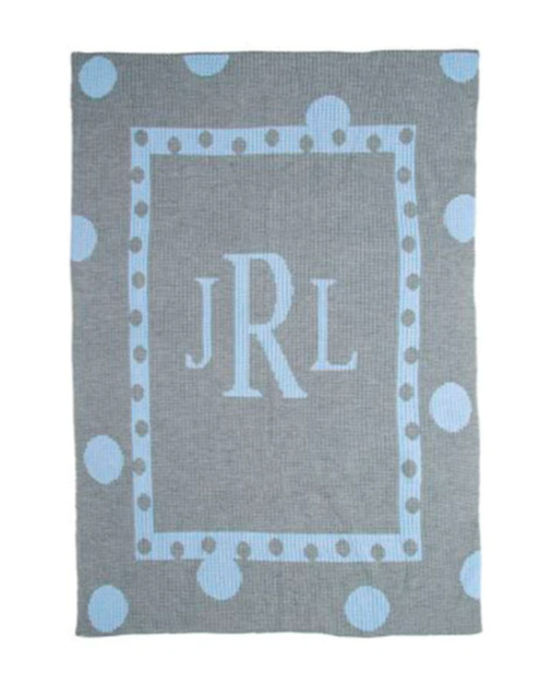 Large Polka Dot & Monogram Stroller Blanket