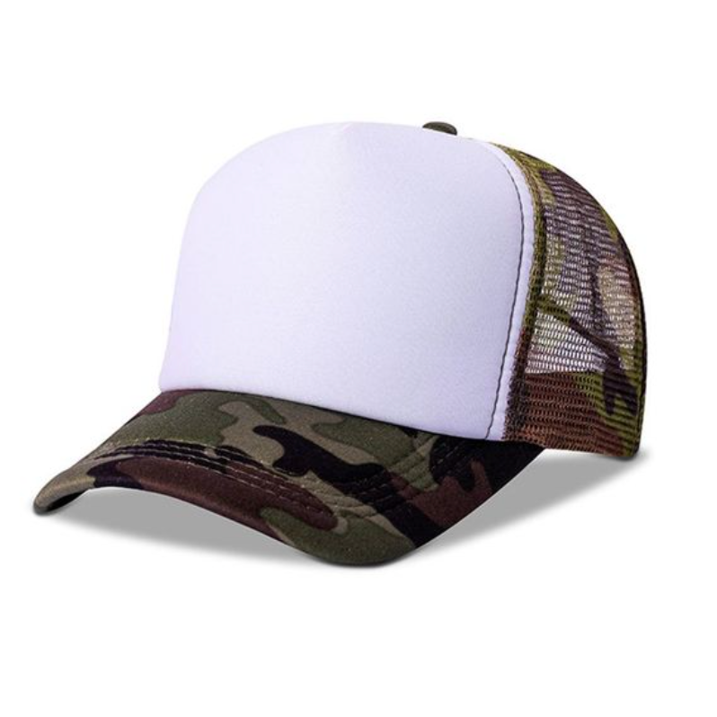 Camo Trucker Hat with Basketball Patch